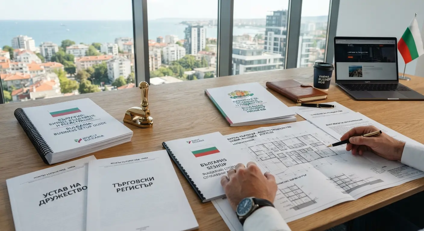 Team members reviewing documents with a client in a modern Varna office.