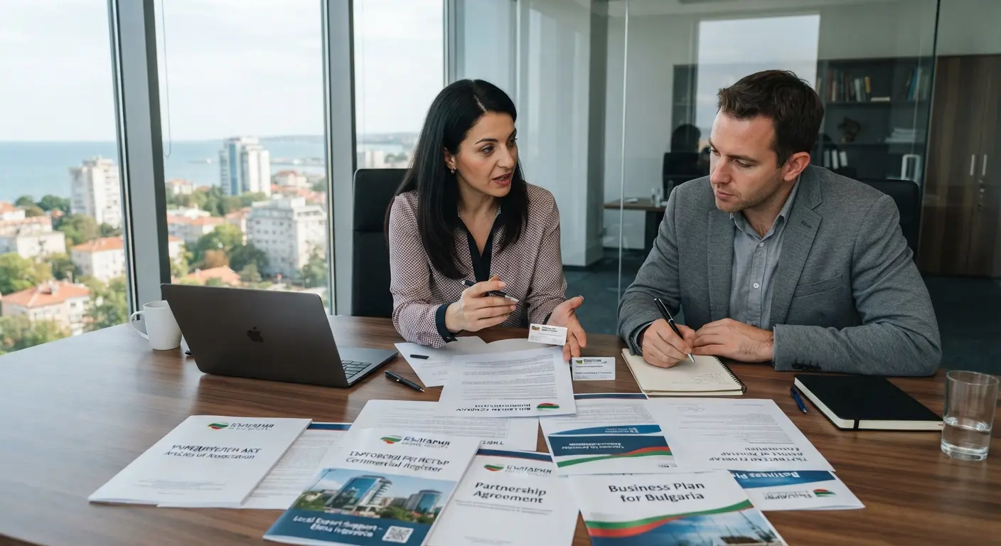 Business partners reviewing paperwork during a consultation session